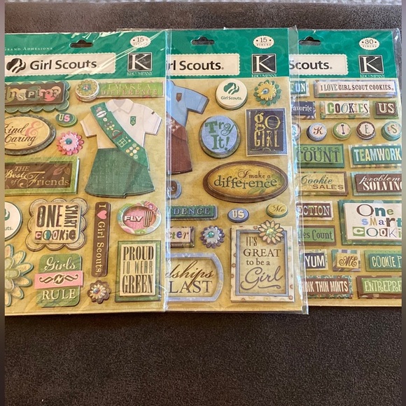 Girl Scouts Office Grand Adhesions Girl Scout Stickers Set Of 3 Nwt Poshmark